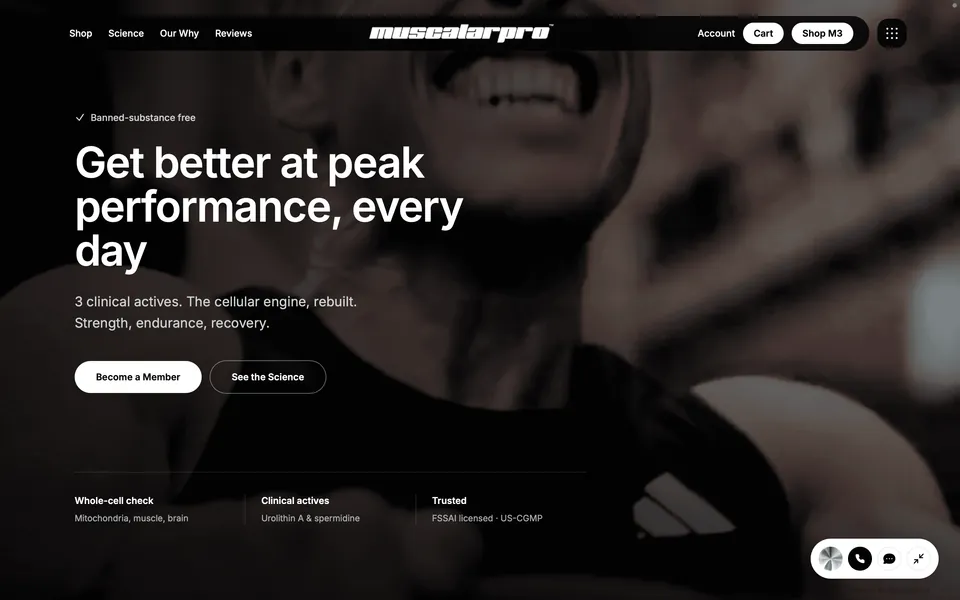 Ultra endurance landing page for MuscalarPro.